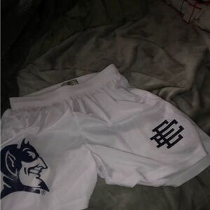 White Athletic Mesh Shorts with Elastic Waistband